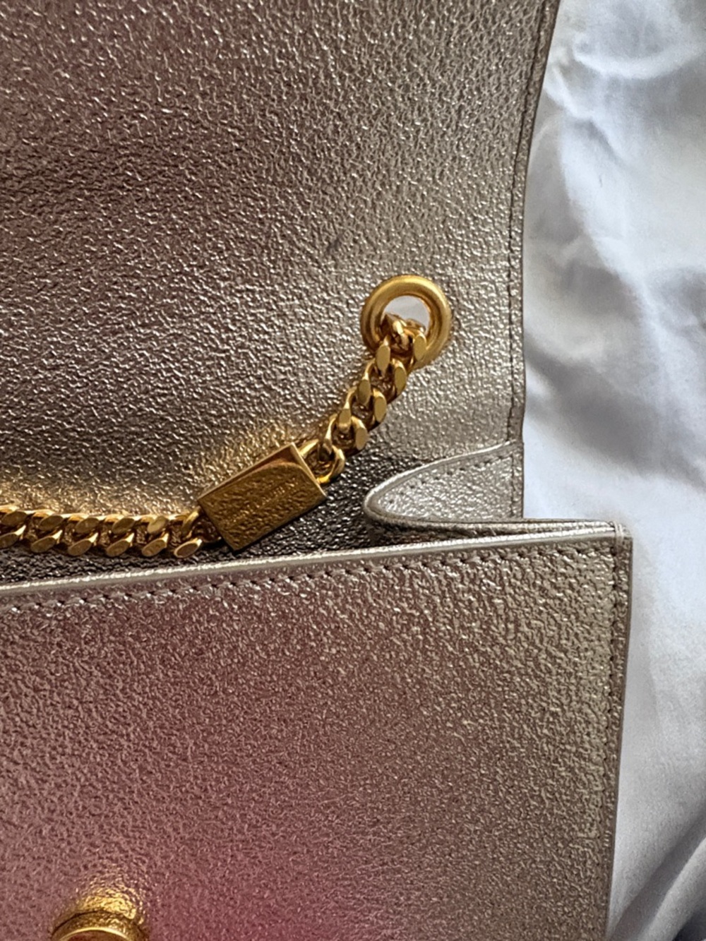 Saint Laurent Gold Kate Evening Bag Monogram Chain Crossbody - Picture 9 of 12